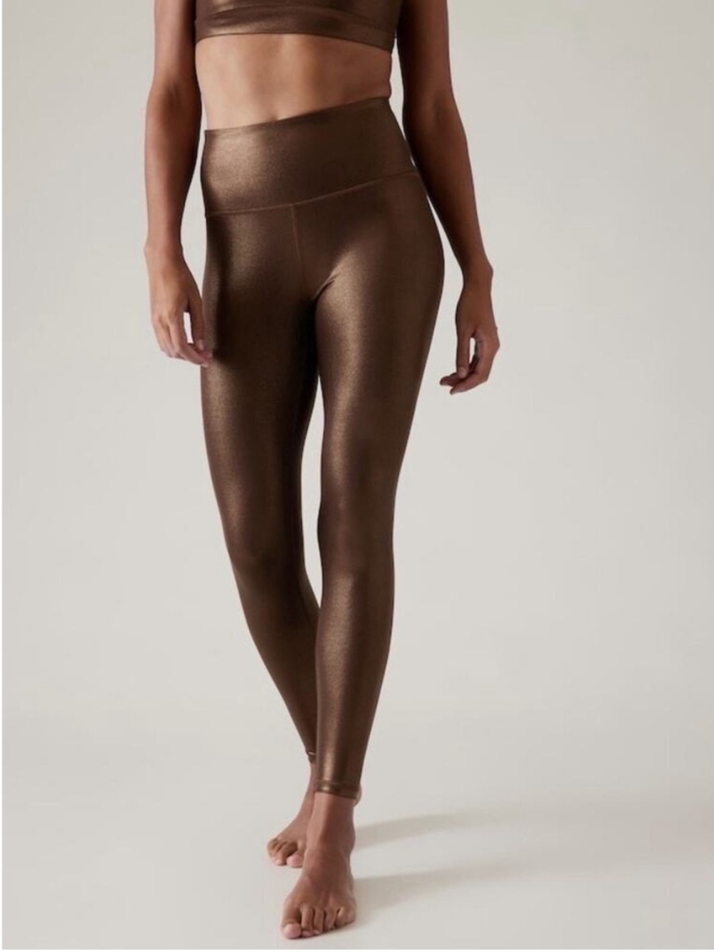 Athleta Elation Shine Tight Leggings Brown Size Medium NWT New